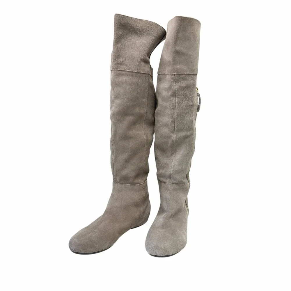 Steve Madden Suede Over The Knee Flat Boots Taupe Women's 8.5